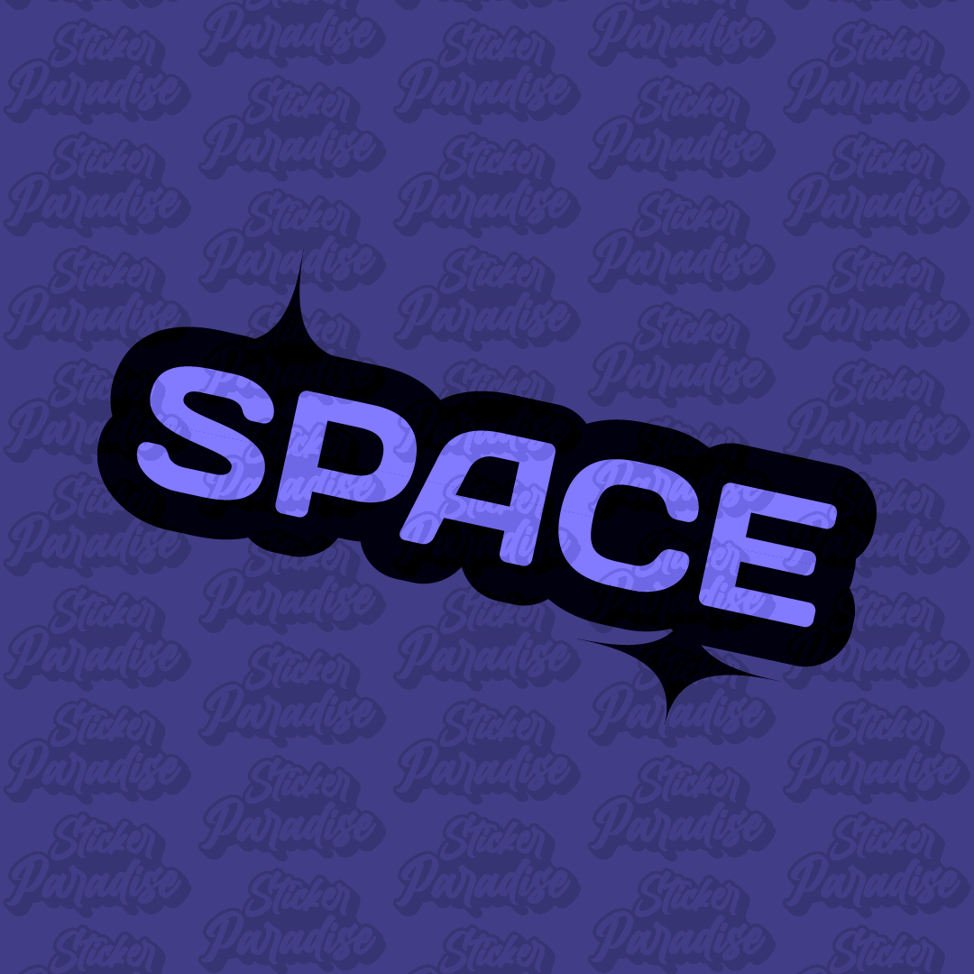 Vinyl Sticker mit dem Text Space Cartoon Stil
